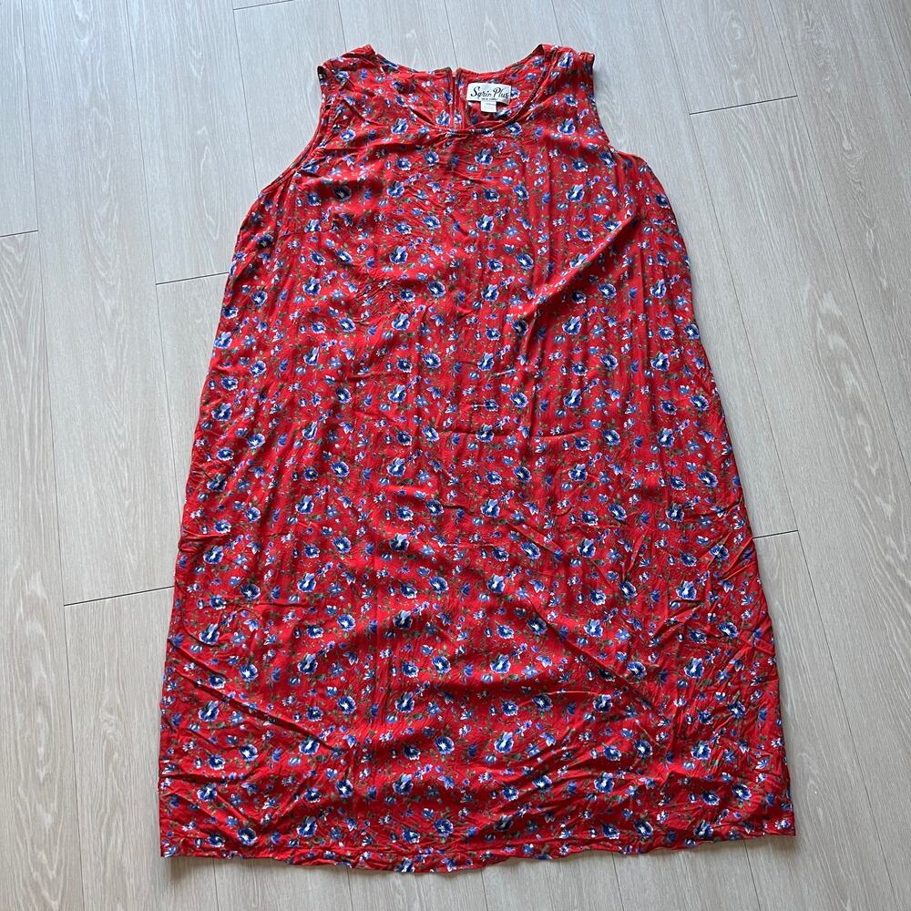 Sarin Plus New York Vintage Dress 34W Red Floral Sleeveless